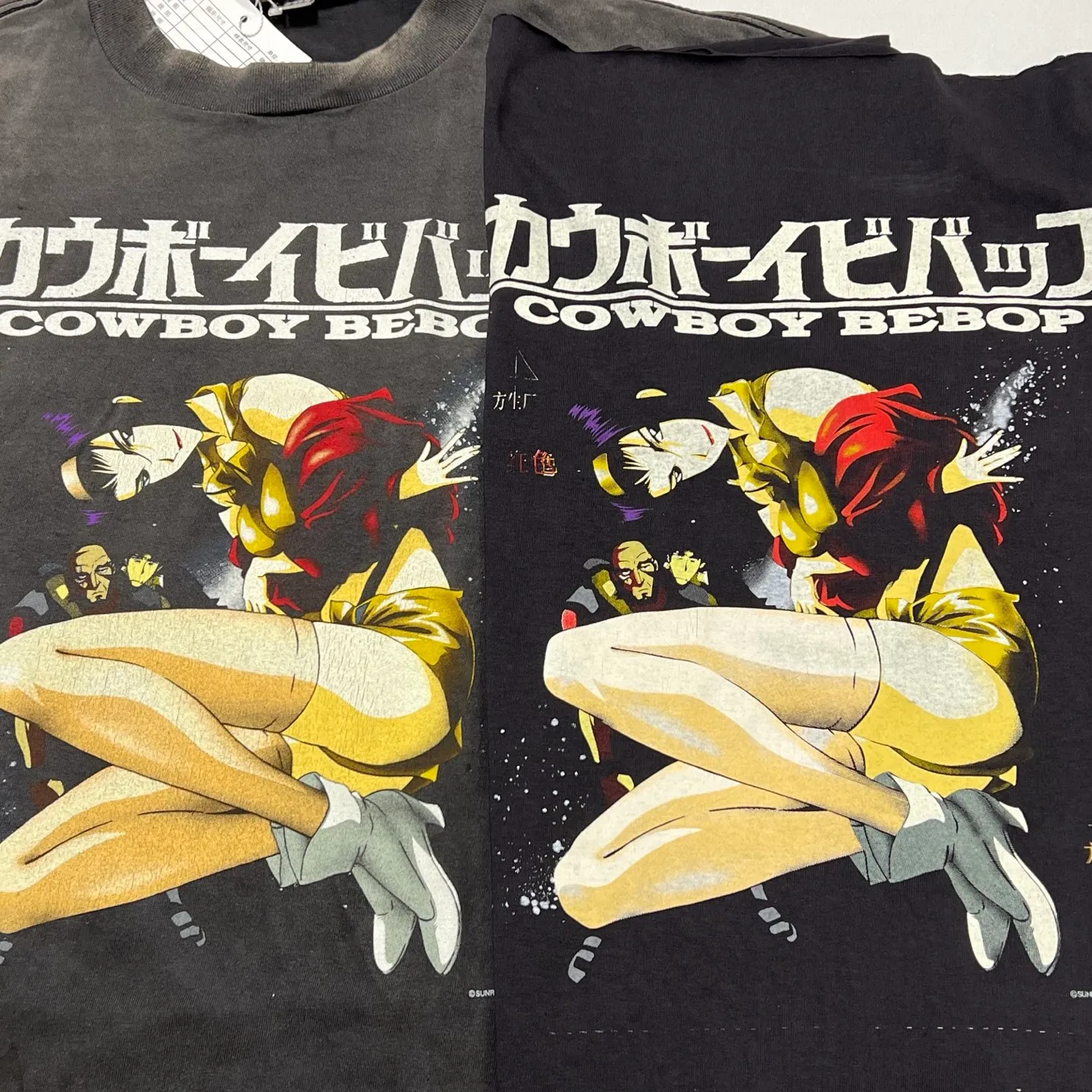 Printing proofing SAINT Mxxxxxx × カウボーイビバップ CB_SS TEE/COWBOY BEBOP/BLK Cowboy Bebop co-branded distressed TEE Washed black S-XL Big IP animation co-branded Super cool printing design distressed printing Asut garment dyeing re-washed distressed Customized co-branded accessories Correct version